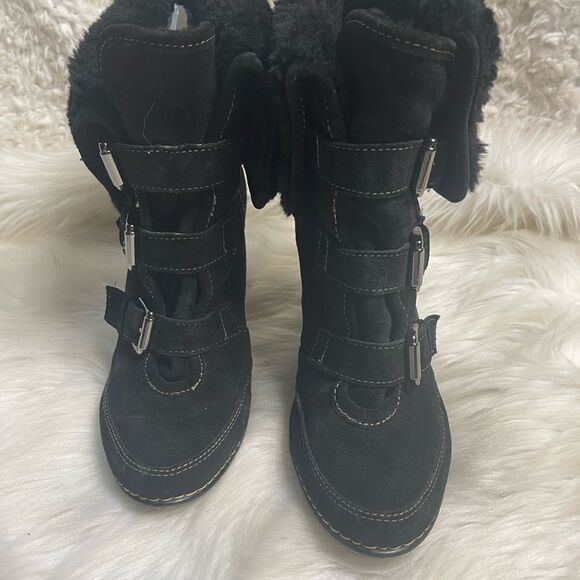 Sofft Womens Skagen Leather Black Suede Mid Calf Fold Over Cuff  Boots S… - Picture 2 of 11